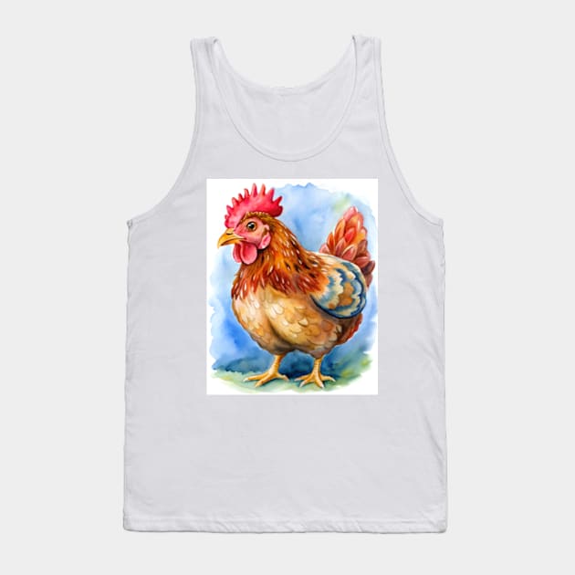 Watercolor Egger Chicken Tank Top by Joker Dads Tee